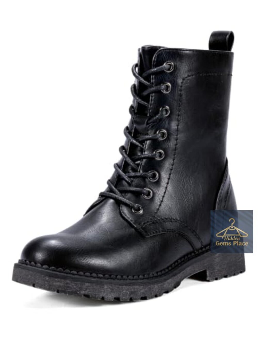 Women's Lace Up Combat Ankle Boots Low Heel Moto Fall Booties